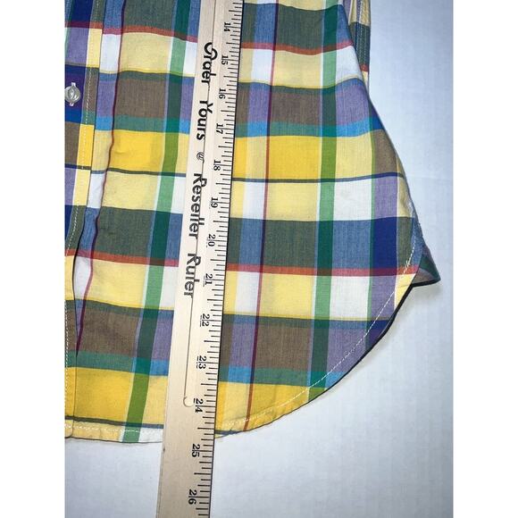 Lauren Ralph Lauren Shirt Women's Size PS Small Petites Yellow Plaid Roll Tab LS - Picture 8 of 15